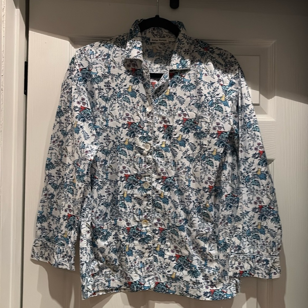 EUC ROLLER RABBIT PALM BEACH MONKEY POLO PAJAMAS TOP COTTON